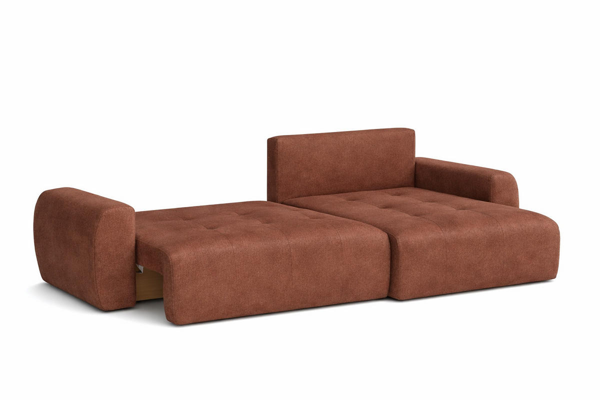 ECKSOFA Mit Schlaffunktion Und Bettkasten L-Form Ivo L, Veloursstoff Salvador, Dunkelbraun, Rechts - Dunkelbraun, Holz (250/142cm) - Kaiser Möbel