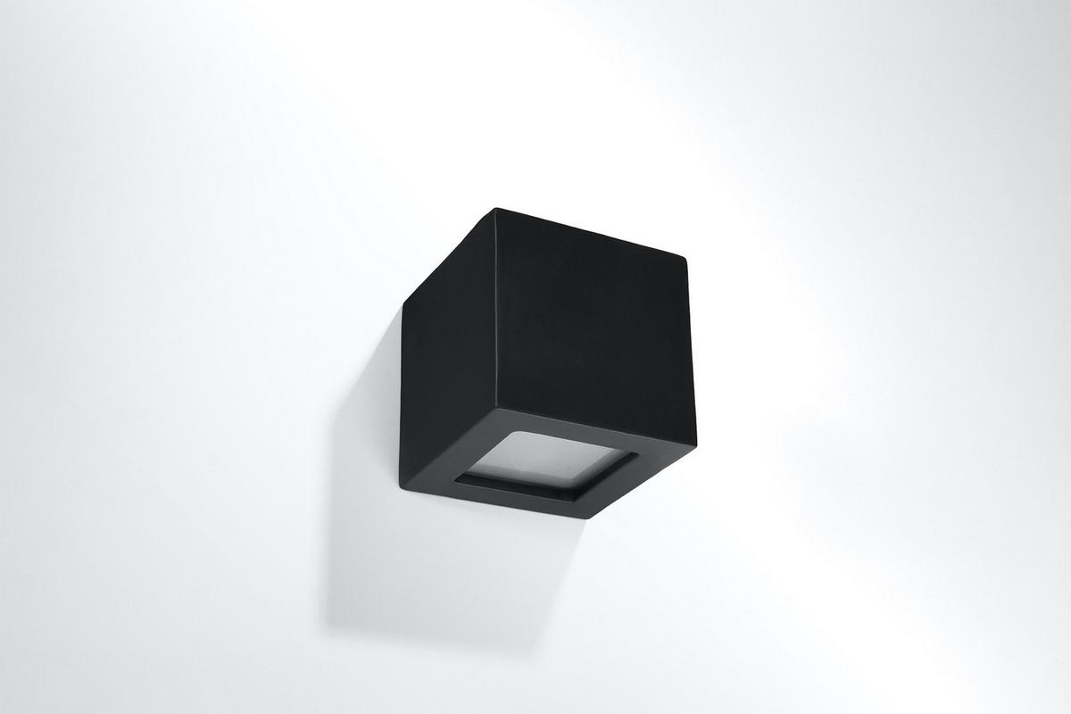 WANDLEUCHTE Keramik Schwarz Glas - Schwarz, Glas (14/14/14cm) - Sollux Lighting