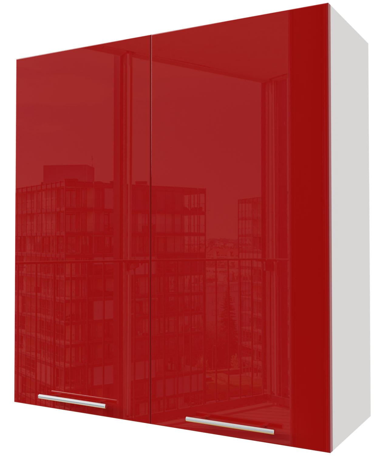 HÄNGESCHRANK Brerra W4/90 Weiß / RAL 3002 karminrot Hochglanz 90 / 32,5 / 96cm - Rot/Weiß, Holz/Holzwerkstoff (90/96/32.5cm) - Feldmann-Wohnen