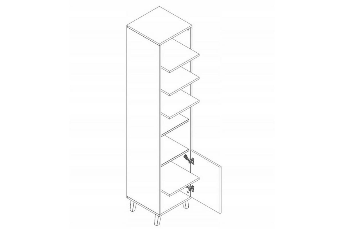 KINDERREGAL JUSTIN 04 41 cm breit in Weiß / Graphit / Grau / Eiche - Eichefarben/Graphitfarben, Holzwerkstoff (41/190/40cm) - Deine Möbel 24