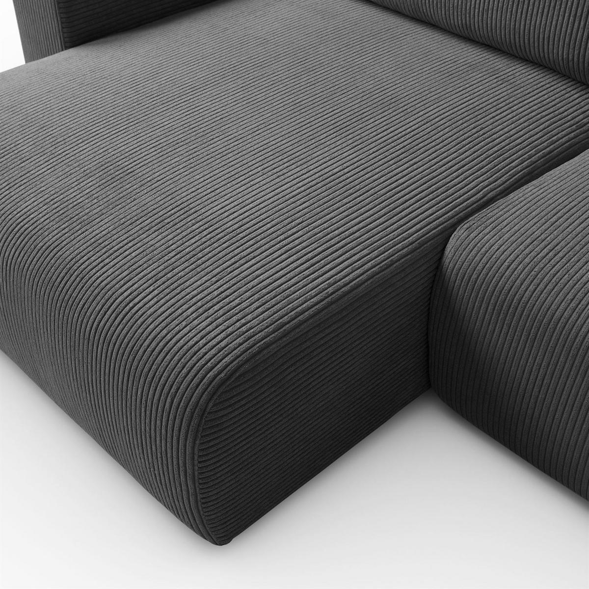 ECKSOFA OPERA L-Form mit Schlaffunktion und Bettkasten, Poso 34 - Graphitfarben, Textil (247/143cm) - Lookway