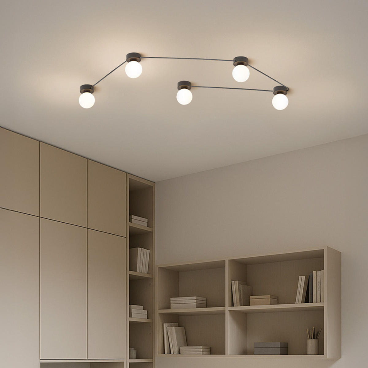 DECKENLEUCHTE VELA V Schwarz Opalglas 30 W - Schwarz, Glas (23.5/9/125cm) - Rendl