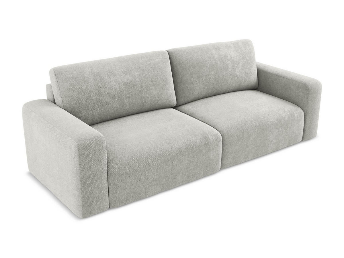3-SITZER SOFA mit Schlaffunktion Chenille Stoff Grau - Hellgrau/Schwarz, Kunststoff/Textil (244/79/102cm) - Makamii