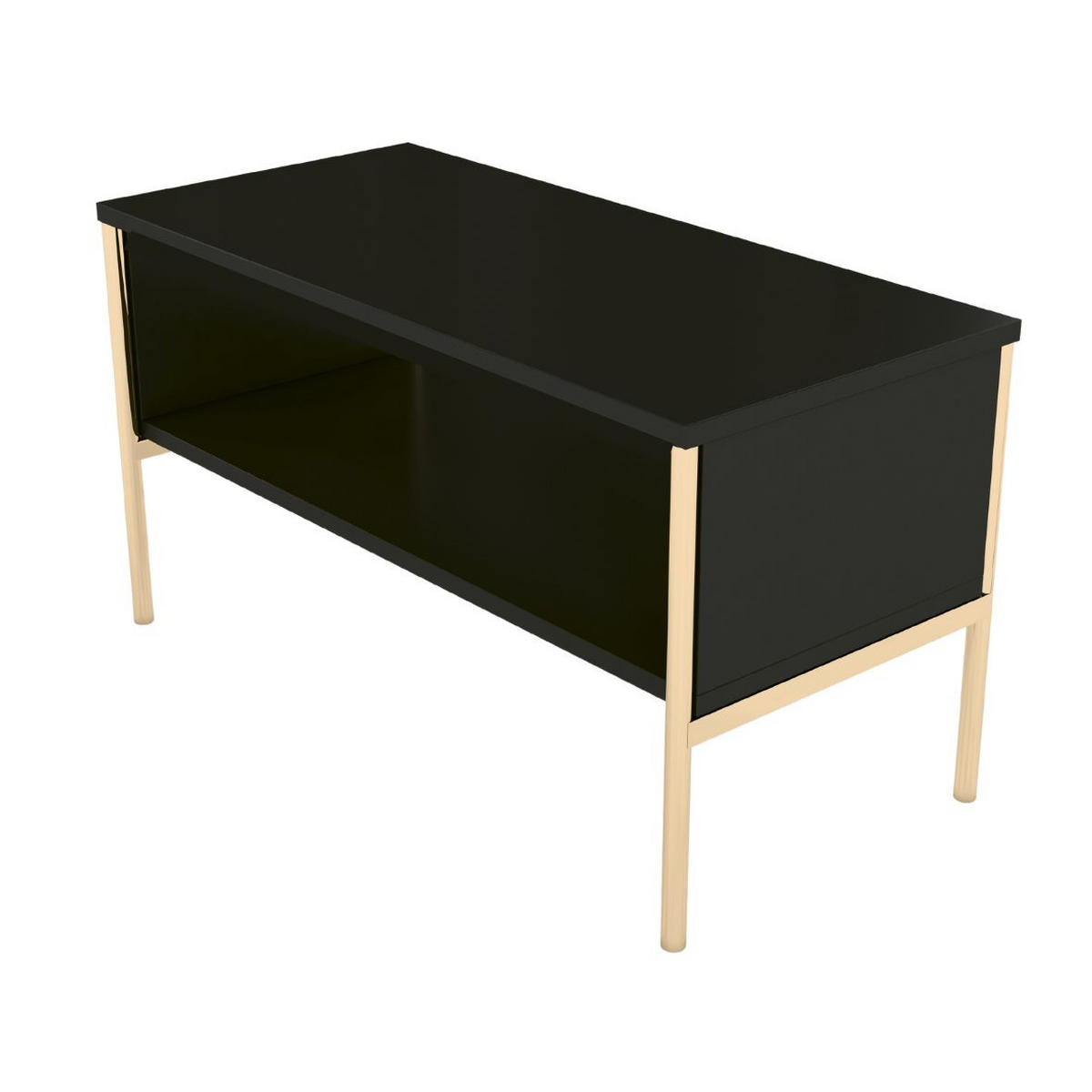 COUCHTISCH Polka, Schwarz, Goldene Details - Goldfarben/Schwarz, Holzwerkstoff/Metall (37/80/44cm) - Skandica