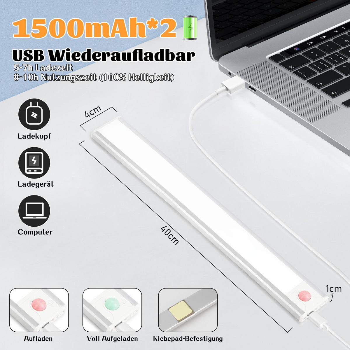 LED-UNTERBAULEUCHTE Bennett II 40/4/1cm - Silberfarben, Metall (40/4/1cm) - Nettlife