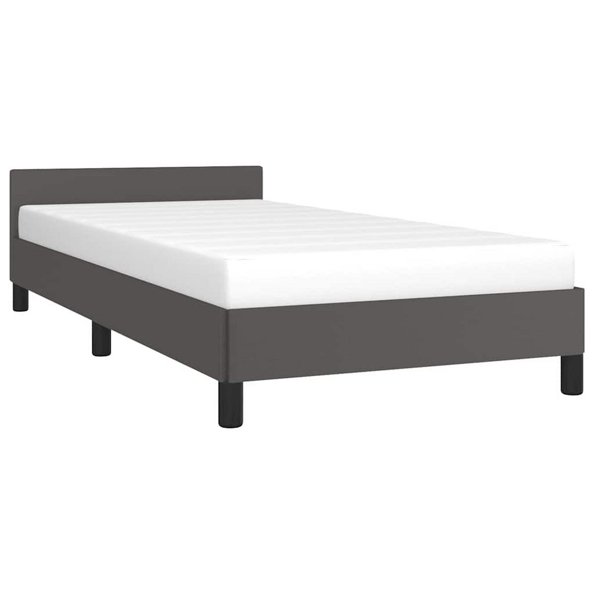 BETTGESTELL Mit Kopfteil Ohne Matratze Grau 90/200 Cm - Grau, Leder/Holzwerkstoff (90/200cm) - vidaXL