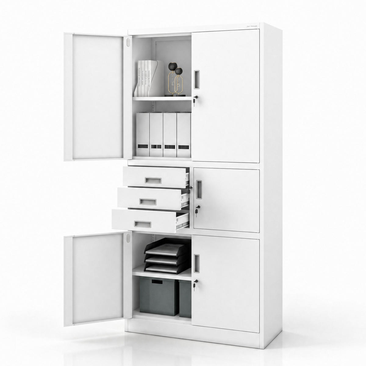 AKTENSCHRANK FILIP II 185x90x40 cm - Weiß, Metall (90/185/40cm) - Jan Nowak