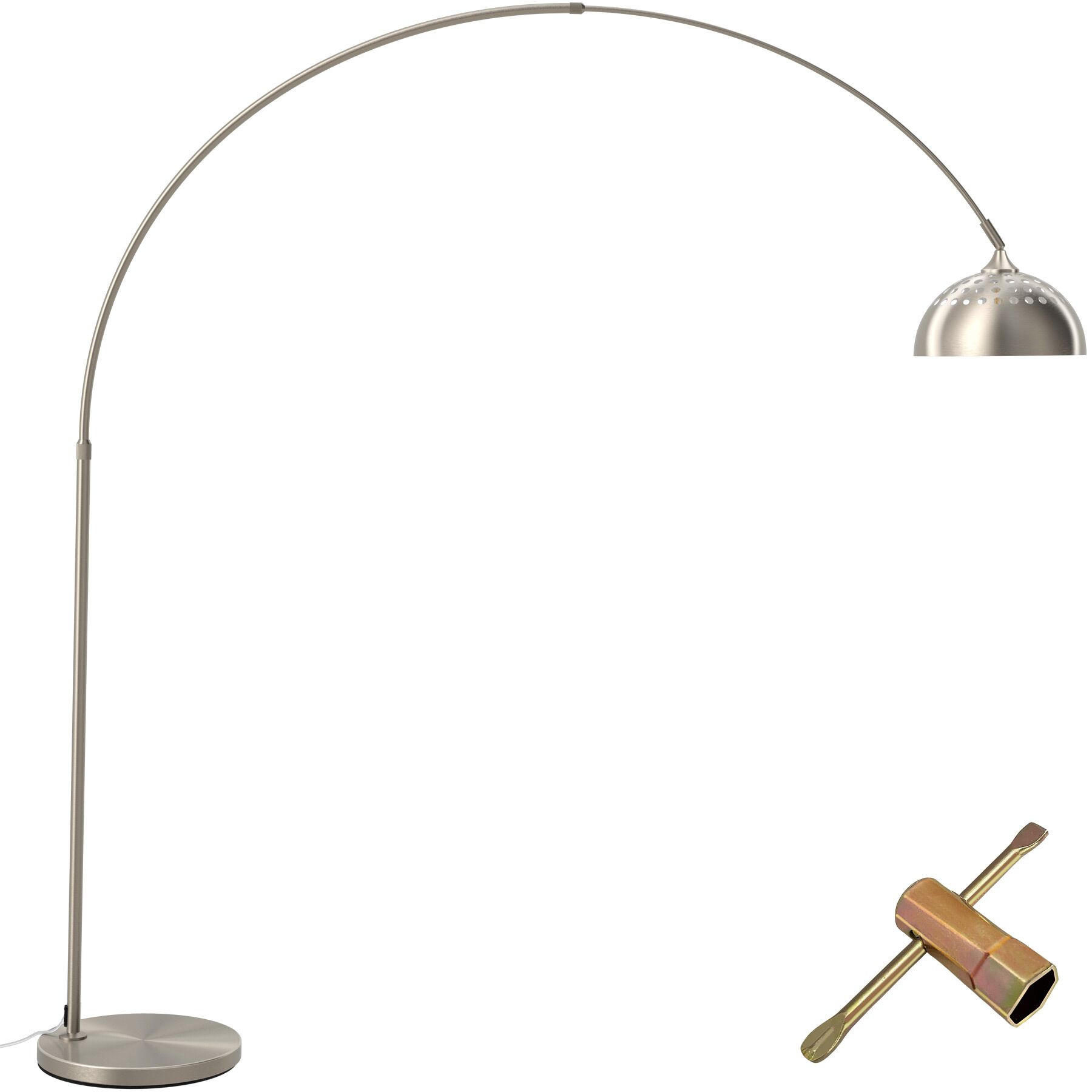 BOGENLEUCHTE Arcus,höhenverstellbar 187 - 206 cm,Nickel matt - Nickelfarben, Metall (175/34.5/206cm) - tectake