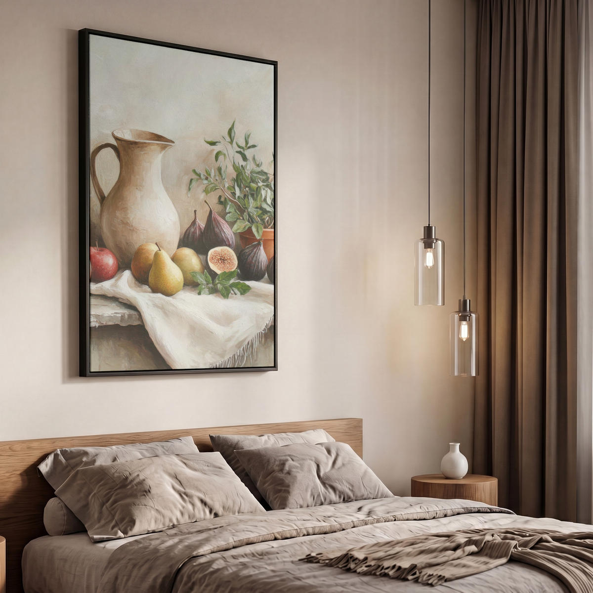 LEINWAND Bilder mit Rahmen - Obst - Kräuter - Ländlich - 60x90 - Naturfarben, Textil (60/90cm) - MuchoWow
