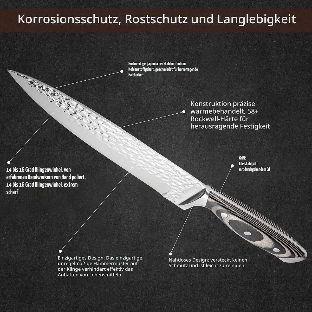 MESSERBLOCKSET 15-teilig Naturholzfarben - Multicolor, Metall
