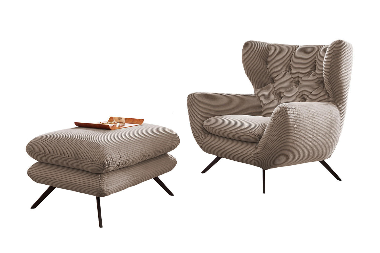 SESSEL CHARME Taupe - Taupe/Schwarz, Textil/Metall (100/106/95cm) - KAWOLA