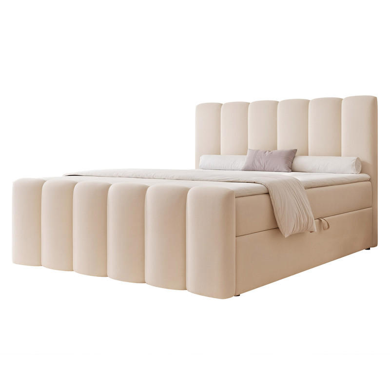 BOXBETT FERRERO 160/200 cm, in Beige, mit Matratze - Beige, Textil (160/200cm) - Idohome
