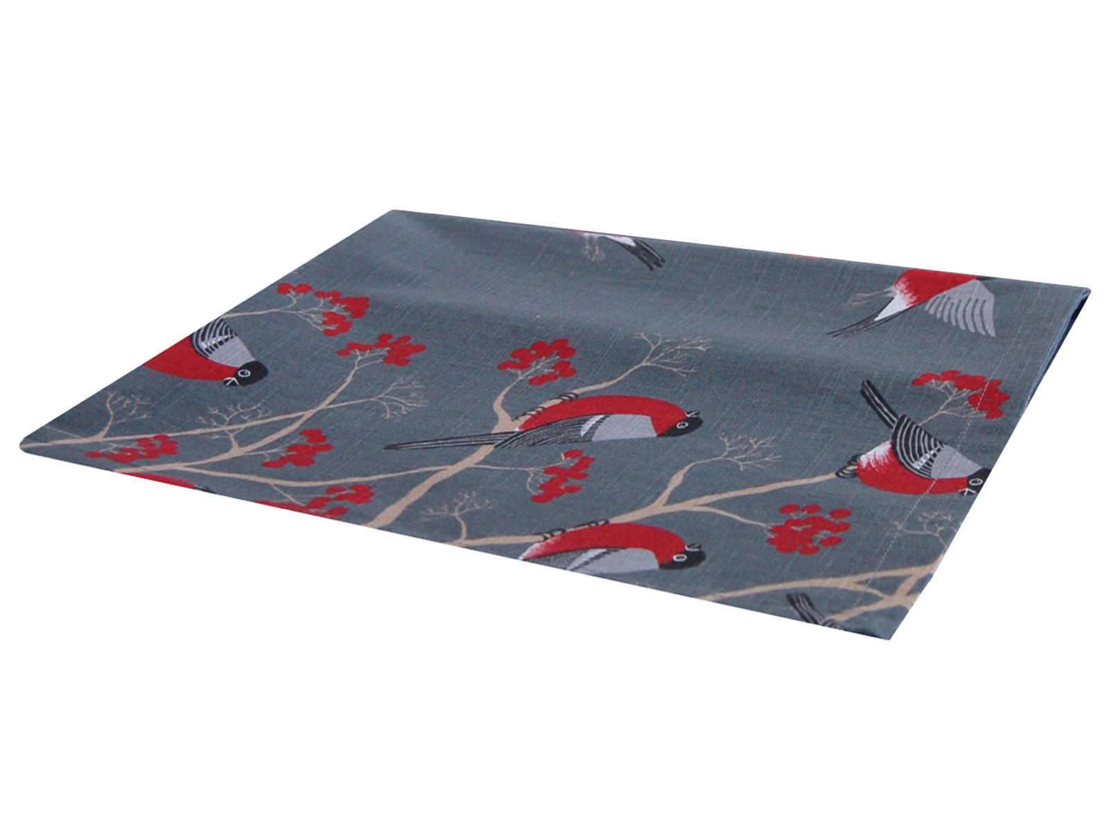 PLATZSET Beeren Vögel Baumwolle stone 45/35 cm - Grau, Textil (35/45cm) - beties Heimtextil