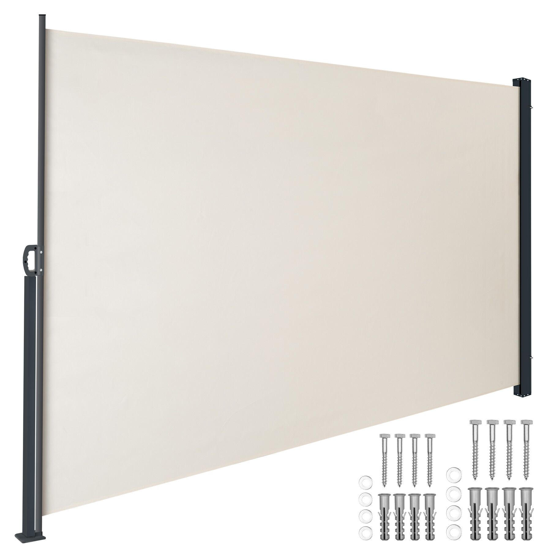 SEITENMARKISE , ausziehbar, mit Aufrollmechanismus, beige - Beige, Kunststoff (300/200/9cm) - tectake