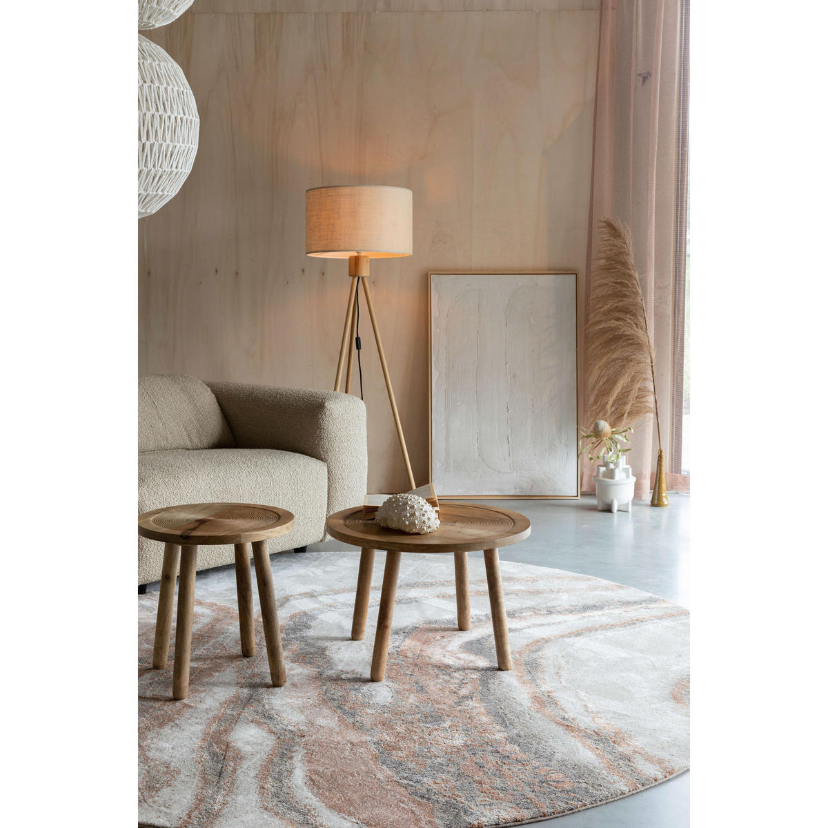 STEHLAMPE Fan mit Stativ Bamboo - Weiß, Holz (50/50/155cm) - Zuiver