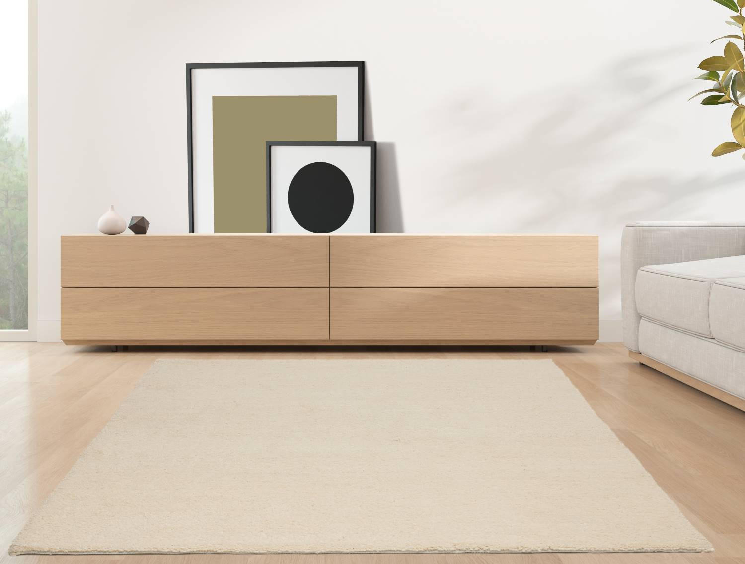 BERBERTEPPICH Super Berber 15/15 simple 90x160 cm - Weiß, Textil (90/160cm) - Rug and Roll