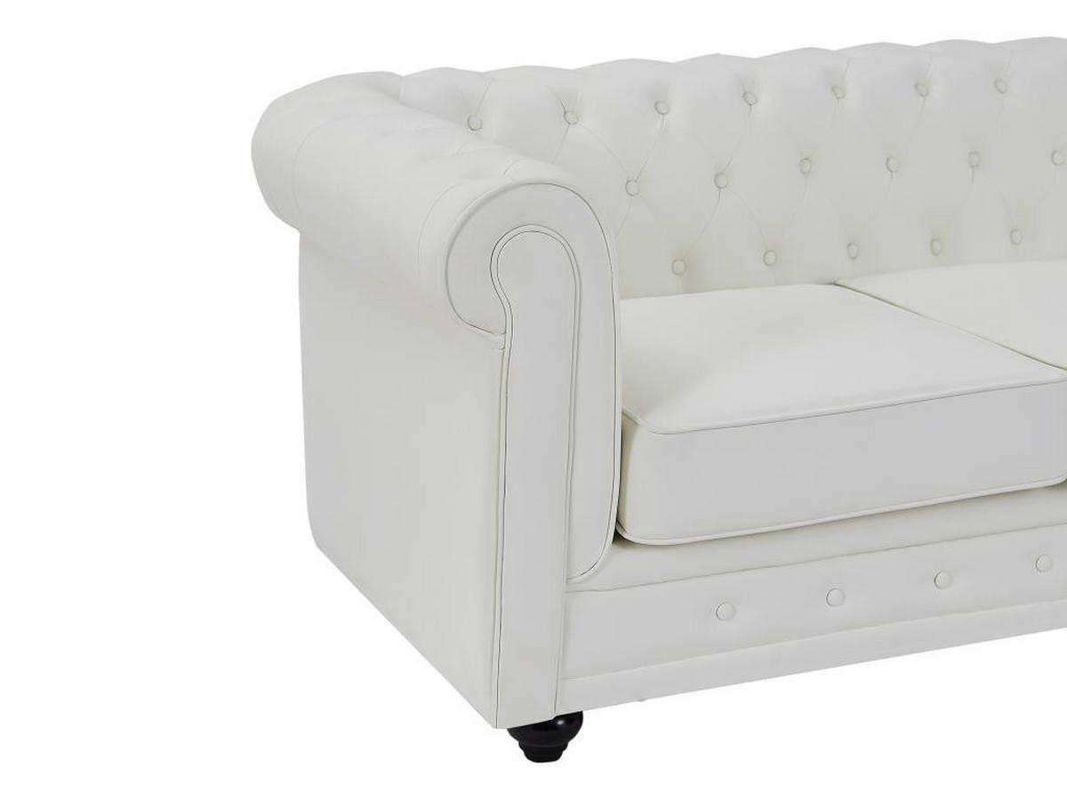 SOFA 2-Sitzer - Kunstleder - Weiß - CHESTERFIELD - Weiß, Leder (88/72/168cm) - Vente-Unique