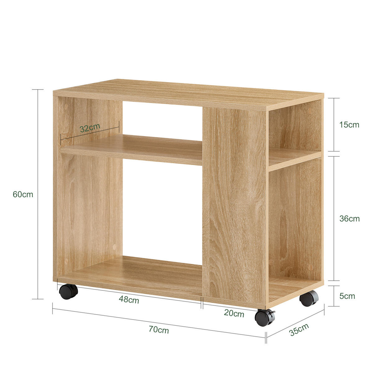 BEISTELLTISCH Natur - Naturfarben, Holzwerkstoff (70/60/35cm) - SoBuy