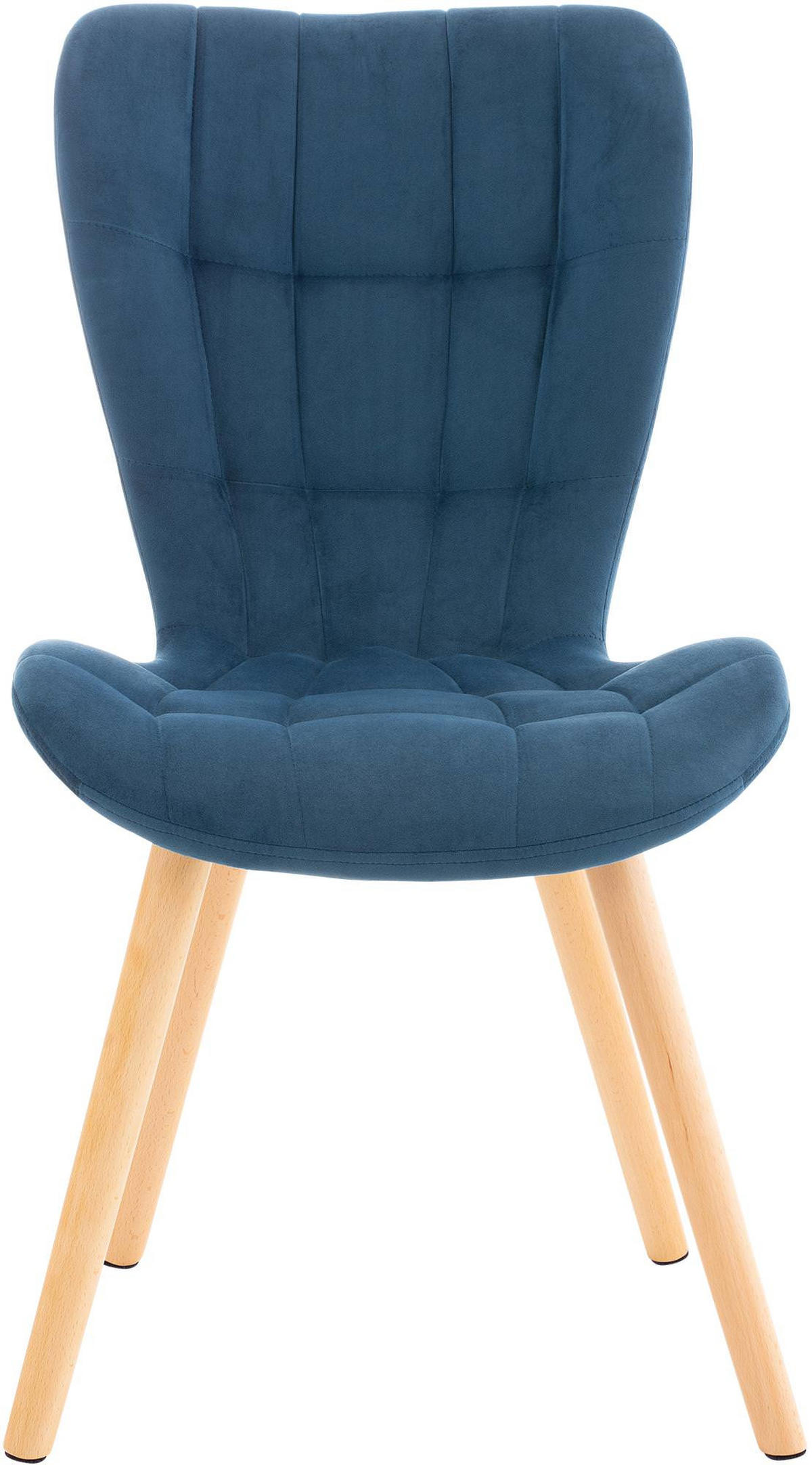 STUHL 2er Set Samt blau - Blau/Eukalyptusholzfarben, Holz/Textil (50/88/63cm) - CLP