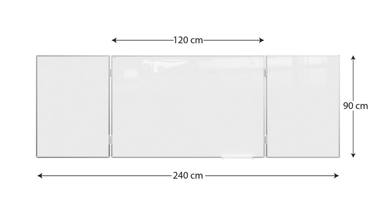 WHITEBOARD Magnetisch Klapptafel 5-flächig 120x90//240cm - Weiß, Metall (120/90/1.3cm) - ALLboards