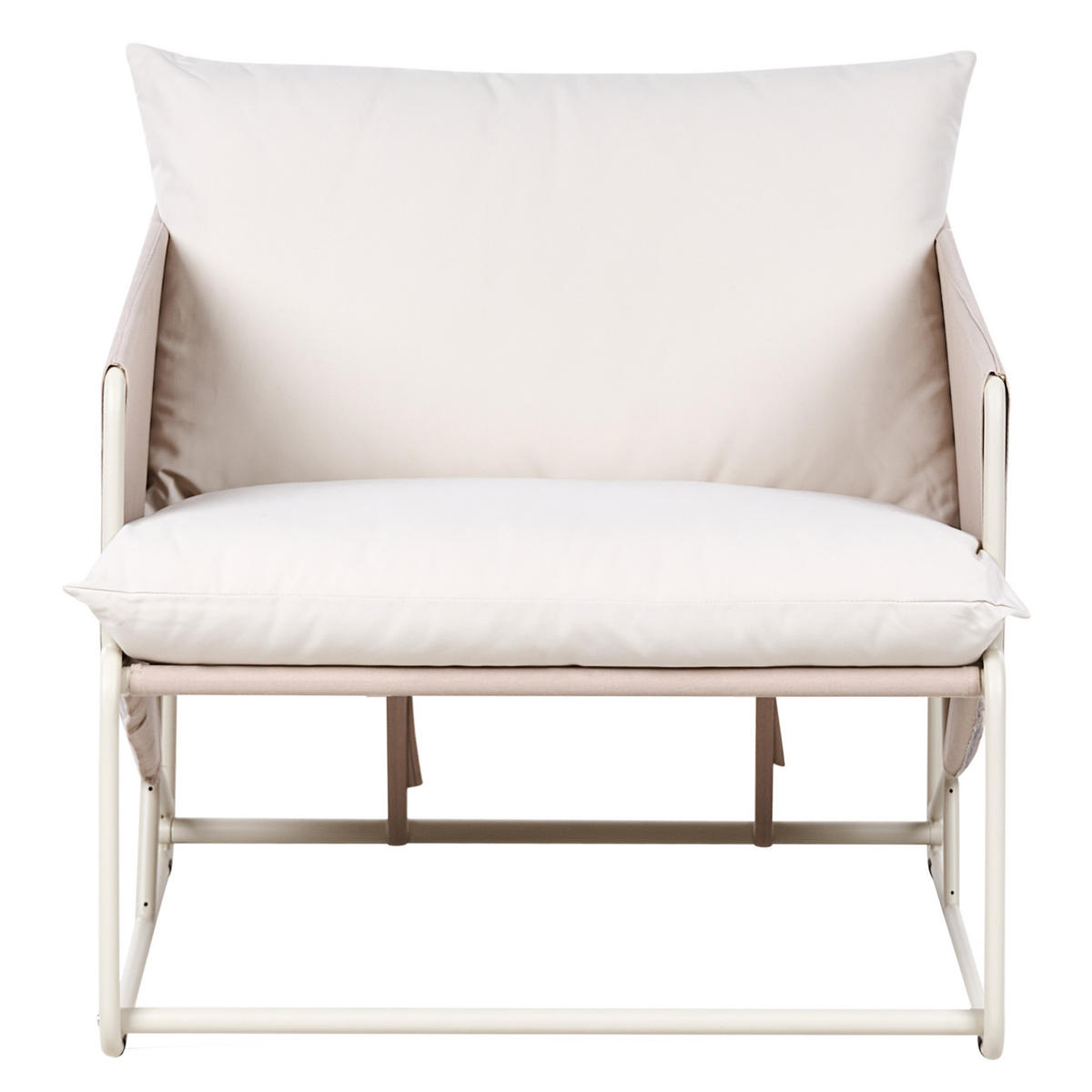 GARTENSTUHL Hellbeige Ponte - Beige/Grau, Metall (80/88/94cm) - Beliani