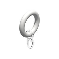 RUNDRINGE MIT FALTENHAKEN FÜR GARDINENSTANGEN 20 mm Ø, Weiß, Packung 10 Stück - Weiß, Holz (20cm) - INTERDECO