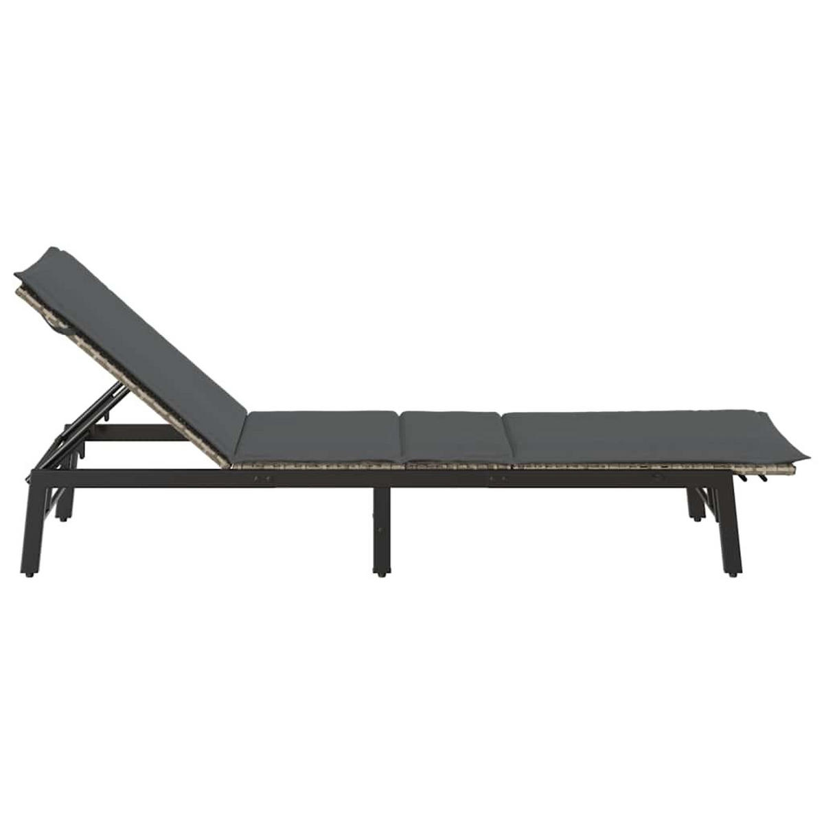 SONNENLIEGE Mit Auflage Hellgrau Poly Rattan - Grau, Kunststoff (59/67/200cm) - vidaXL