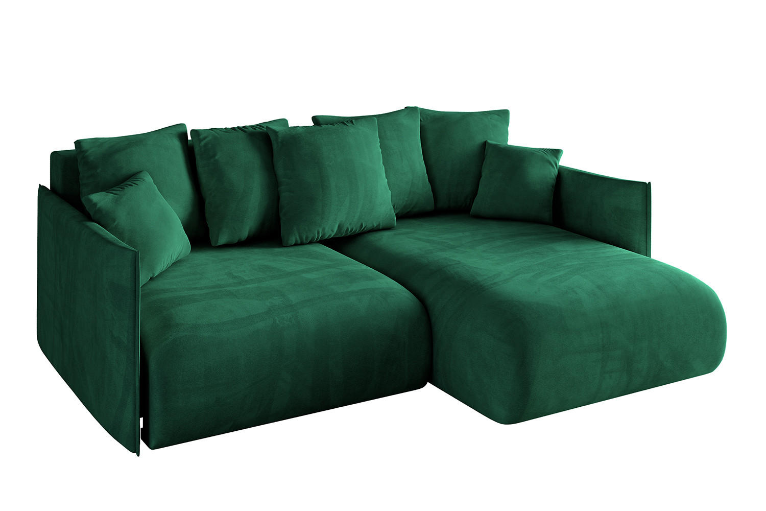 ECKSOFA Ottomane rechts ONESK-L 216x177x72 Dunkelgrün Velours - Dunkelgrün, Holzwerkstoff/Kunststoff (177/216cm) - ALTDECOR