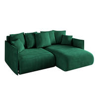 ECKSOFA Ottomane rechts ONESK-L 216x177x72 Dunkelgrün Velours - Dunkelgrün, Holzwerkstoff/Kunststoff (177/216cm) - ALTDECOR