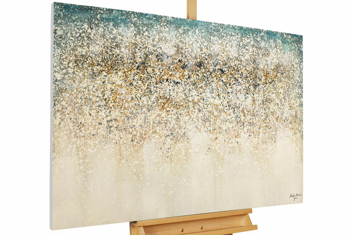 ACRYLBILD HANDGEMALT 120/80 cm - Blau/Beige, Holz/Textil (120/80cm) - KUNSTLOFT