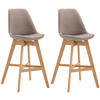 BARHOCKER 2er Set Stoff taupe - Taupe/Eukalyptusholzfarben, Holz/Textil (48/112/56cm) - CLP