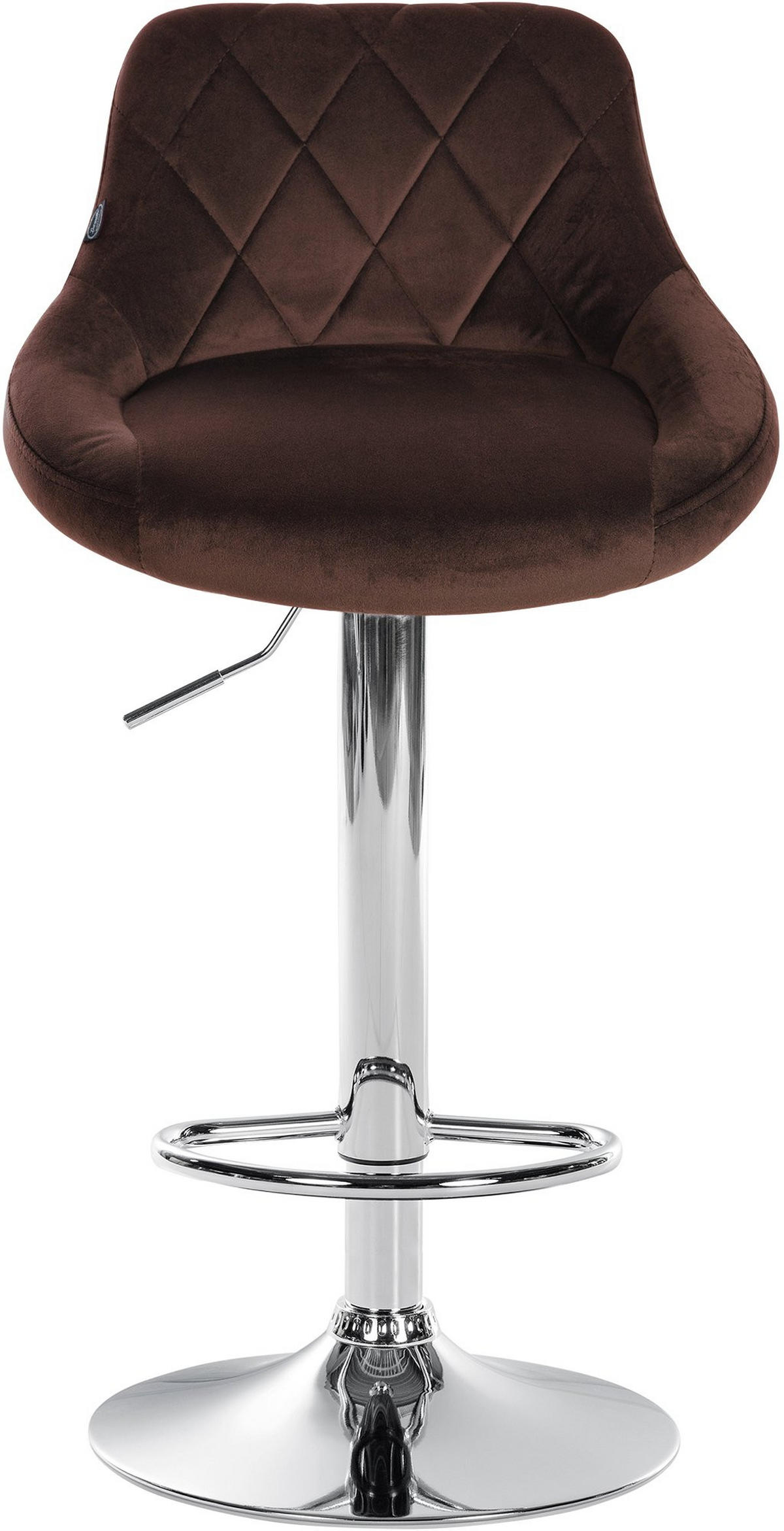 BARHOCKER 2er Set Samt braun - Chromfarben/Braun, Textil/Metall (46/83/49cm) - CLP