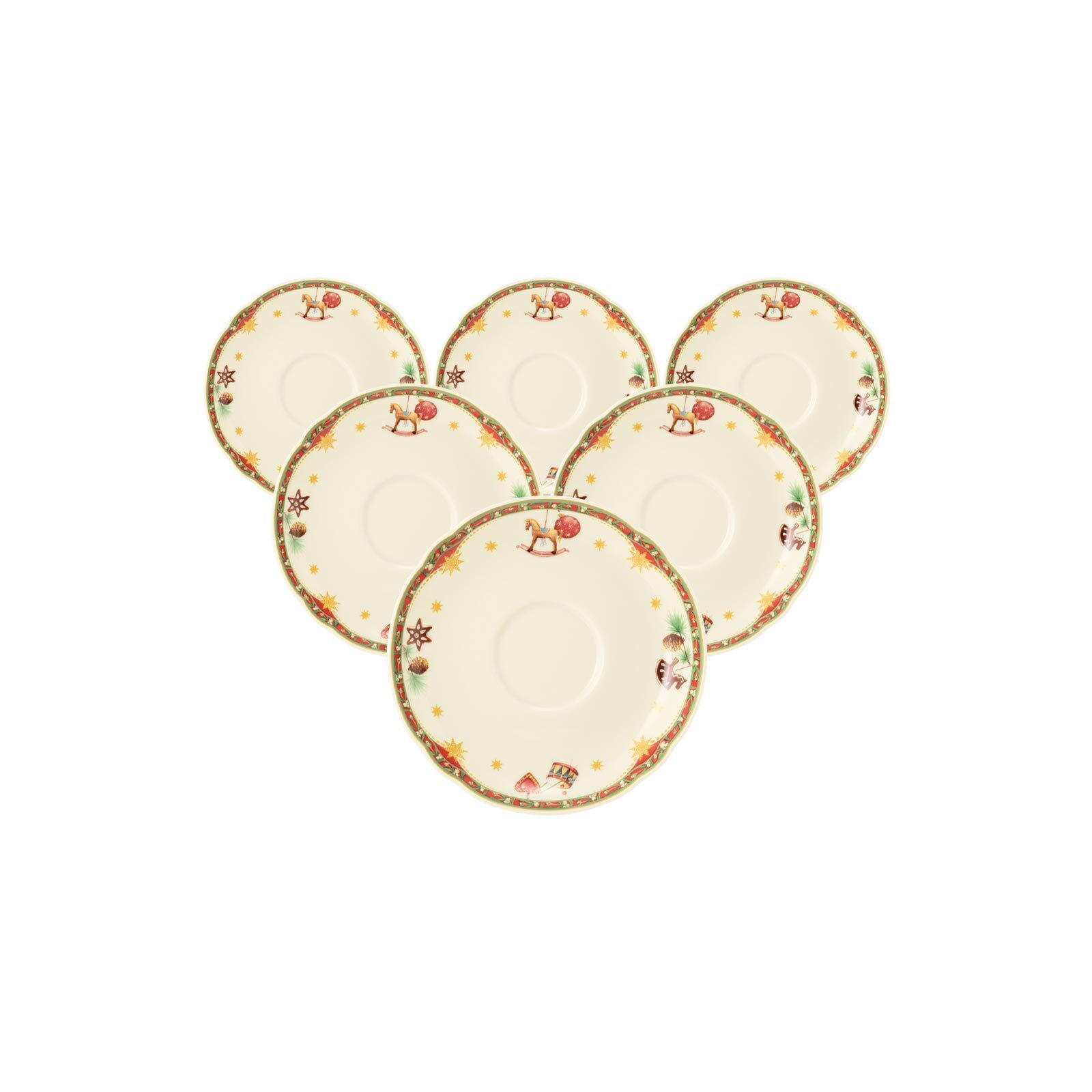 TEEUNTERTASSEN Marieluise Weihnachtsnostalgie creme ø 13 cm 6er Set - Creme, Keramik (13cm) - Seltmann Weiden