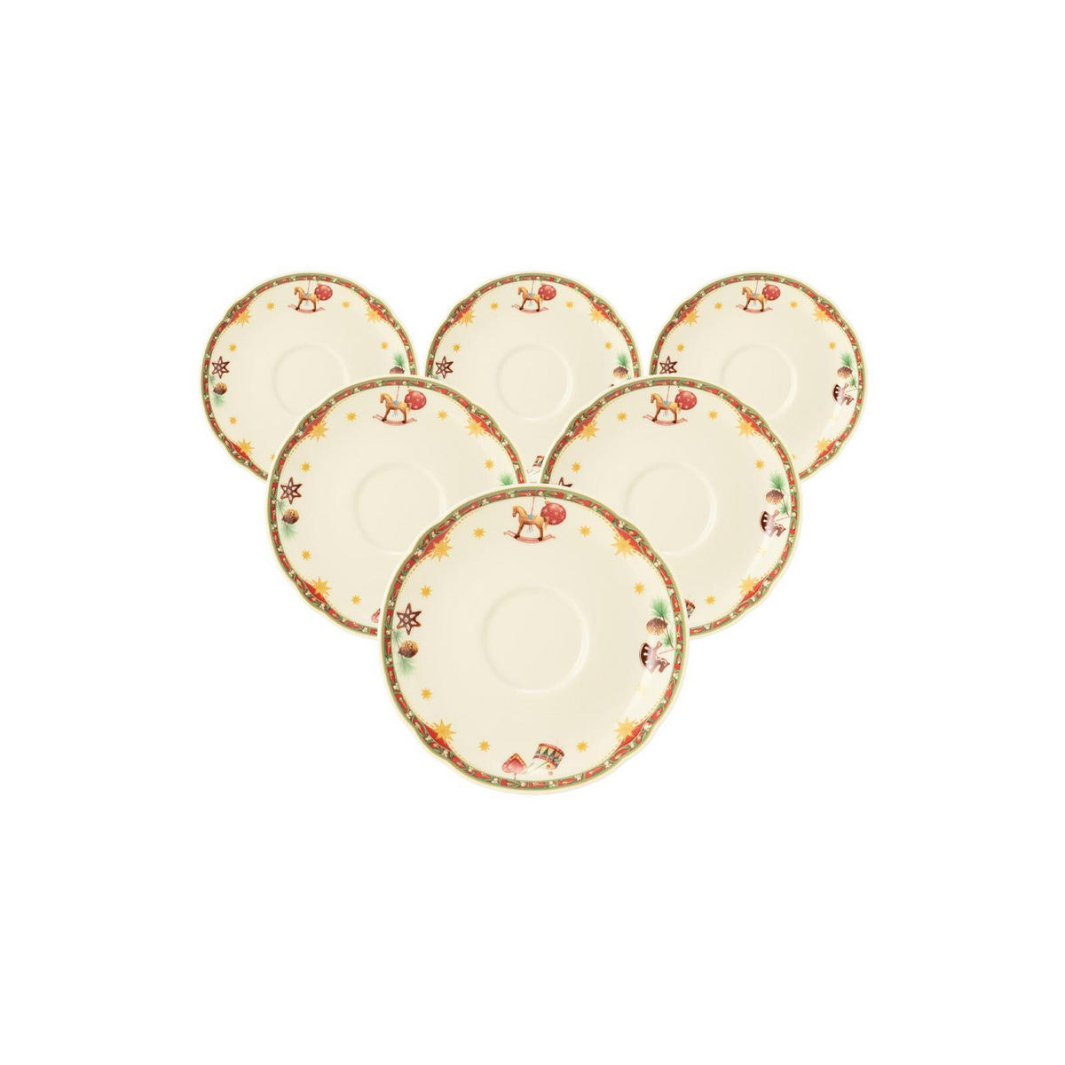 TEEUNTERTASSEN Marieluise Weihnachtsnostalgie creme ø 13 cm 6er Set - Creme, Keramik (13cm) - Seltmann Weiden