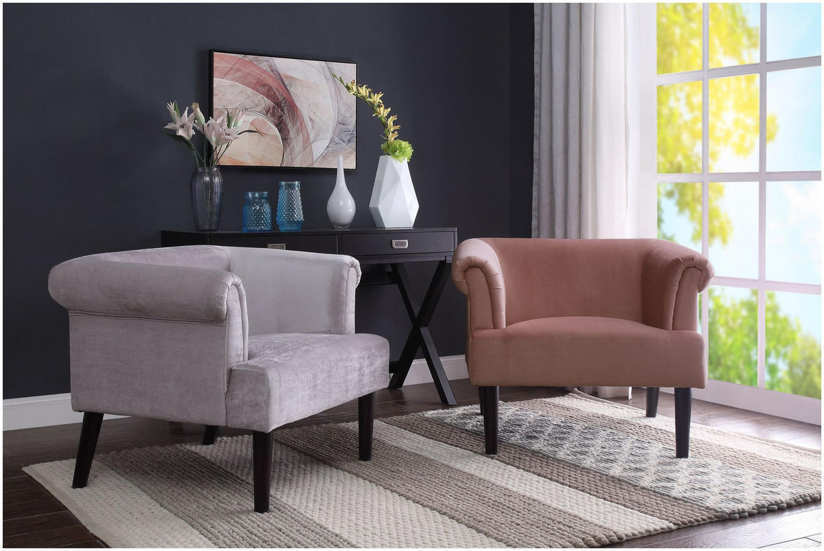 SESSEL Charlie Samt Grau - Grau, Textil (86/70/74cm) - ATLANTIC home collection