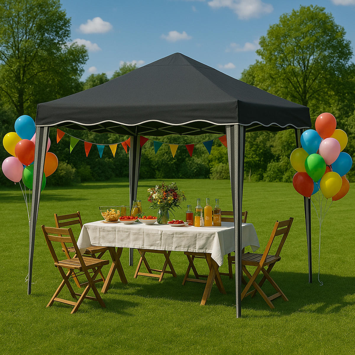 FALTPAVILLON 3 x 3 m ( Anthrazit ), wetterfestes und UV-Beständigs Pavillon mit Tragetasche - Anthrazit, Textil/Metall (300/250/300cm) - Bestlivings