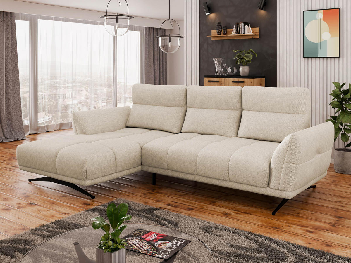 ECKSOFA Giovanni Z LCH, Seite: Links LC-2R - Creme/Schwarz, Holz/Textil (298/195cm) - MIRJAN24