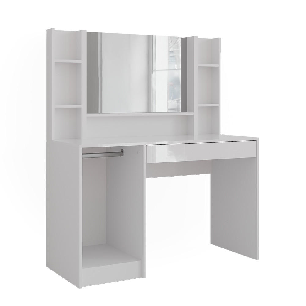 SCHMINKTISCH Sherry Weiß/Weiß Hochglanz 119.8 cm 4 Teile - Weiß Hochglanz, Holzwerkstoff (119.8/76/50.1cm) - Vicco