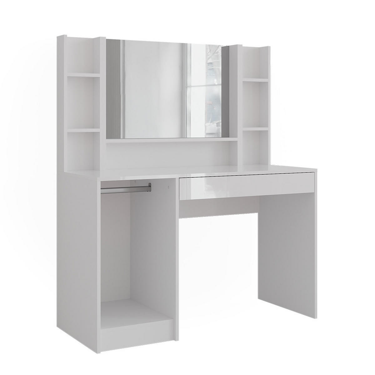 SCHMINKTISCH Sherry Weiß/Weiß Hochglanz 119.8 cm 4 Teile - Weiß Hochglanz, Holzwerkstoff (119.8/76/50.1cm) - Vicco