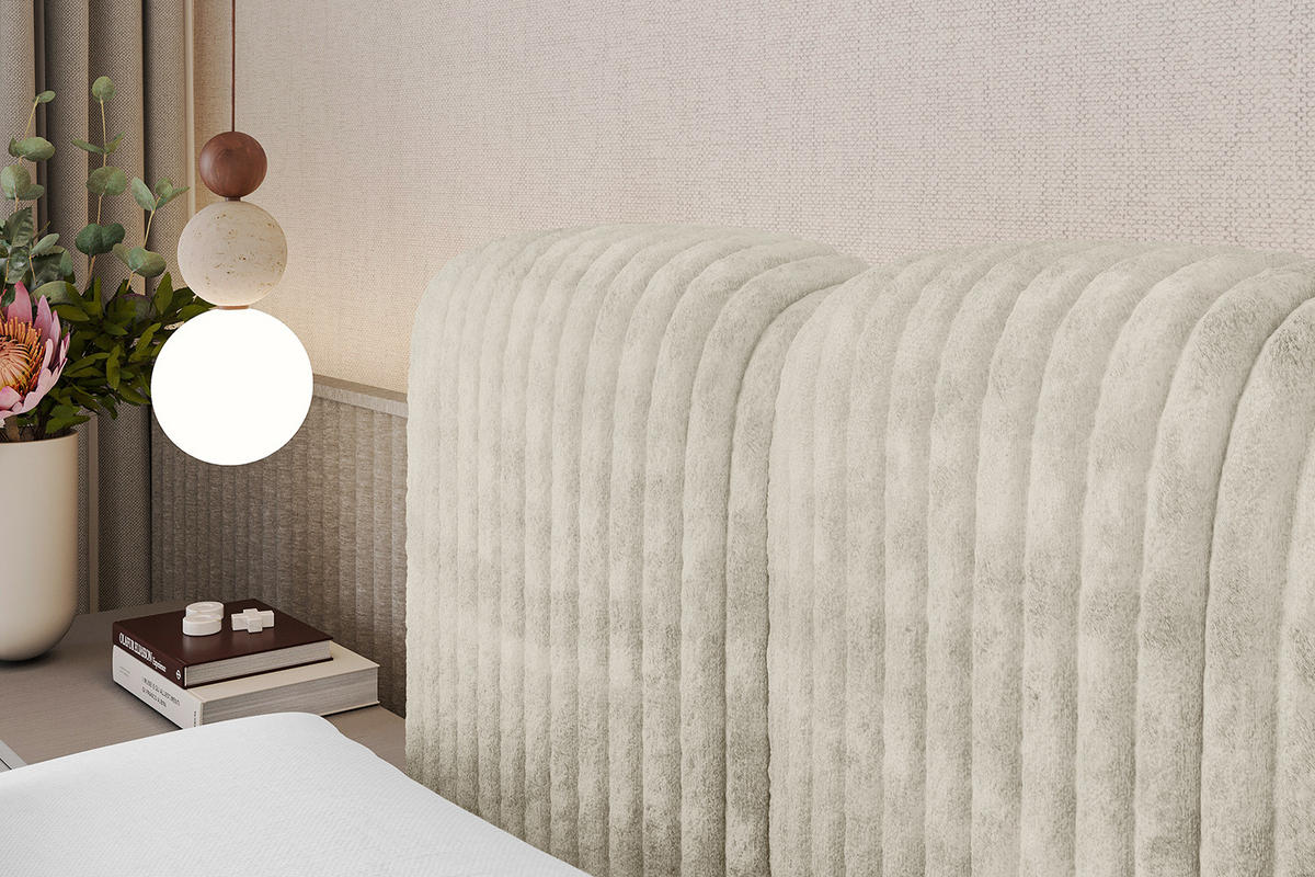 BOXBETT mit Matratze H3|H4 - NINA KING - 160x200 cm - Creme - Magnolie, Holzwerkstoff (160/200cm) - ALTDECOR
