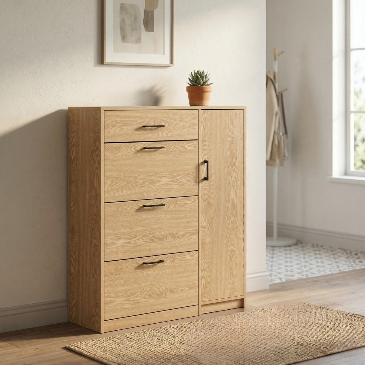 SCHUHSCHRANK Tami 90/125/28 cm - Braun, Holzwerkstoff (90/125/28cm) - BOXIMO