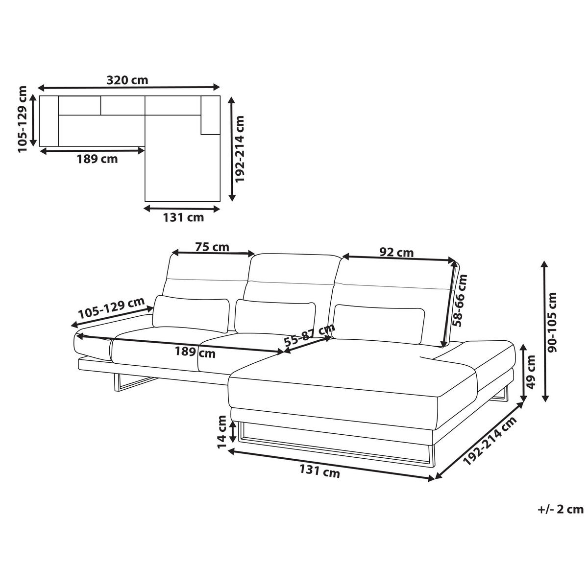 ECKSOFA 4-Sitzer Stoff Hellgrau linksseitig Ikast - Hellgrau/Schwarz, Textil (320/214cm) - Beliani