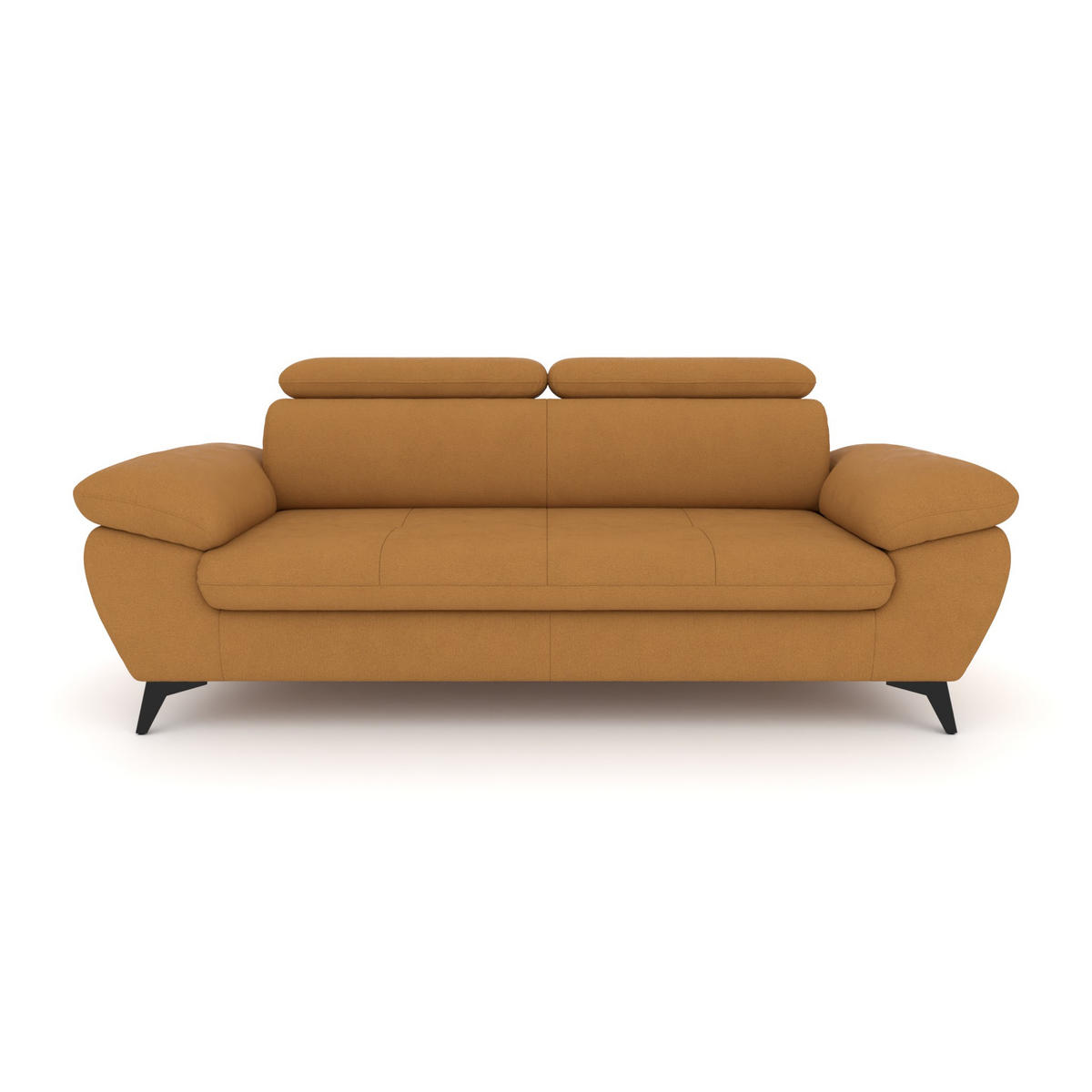 3-SITZER Karlstad Flachgewebe Gold verstell. Kopfstützen B 215 cm - Dunkelgelb, Kunststoff/Textil (215/84/100cm) - foamnova