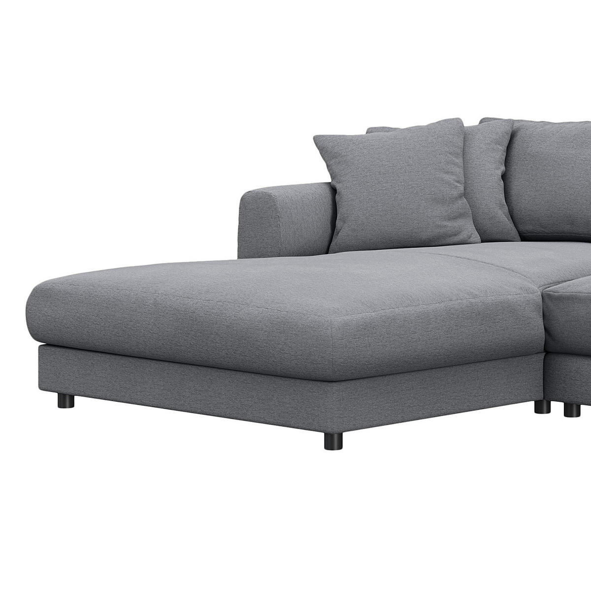 ECKSOFA mit Longchair - Schwarz/Grau, Kunststoff/Textil (286/183cm) - home24
