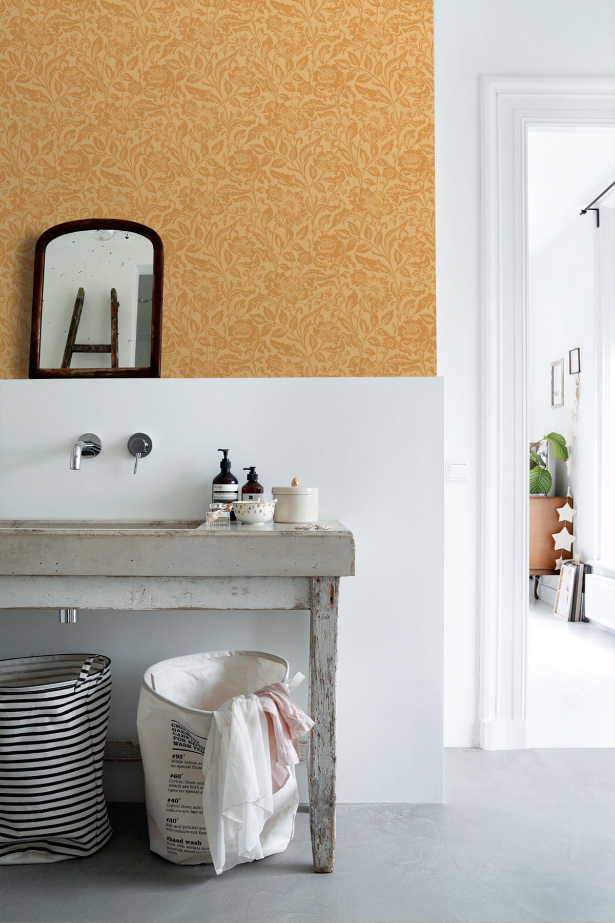 TAPETE Blumenmuster 50 x 900 cm - Orange, Papier (50/900cm) - ESTAhome