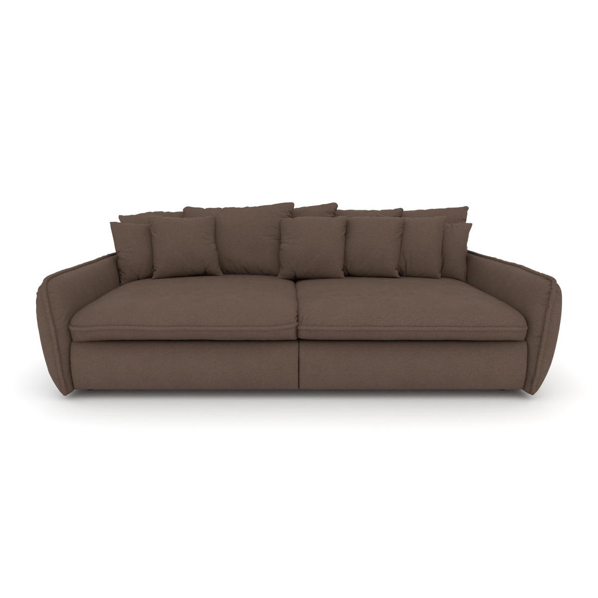 BIGSOFA Hereford Flachgewebe Braun inkl. 11 Kissen 234/131/61 cm - Dunkelbraun, Kunststoff/Textil (234/61/131cm) - foamnova
