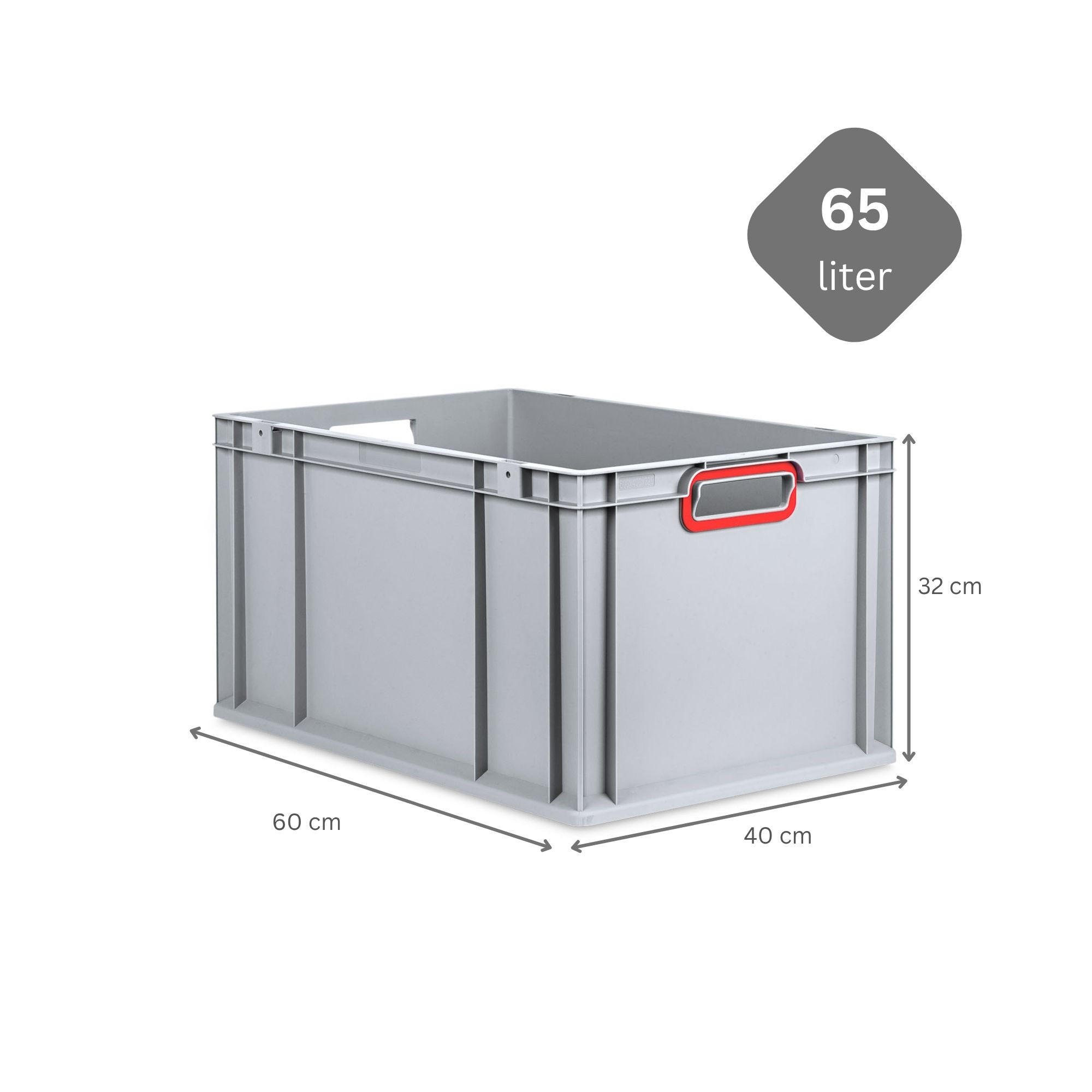 EUROBOX 5x Nextgen Color 32x40x60cm 65 Liter Griffe Rot Offen - Rot, Kunststoff (40/32/60cm) - PROREGAL