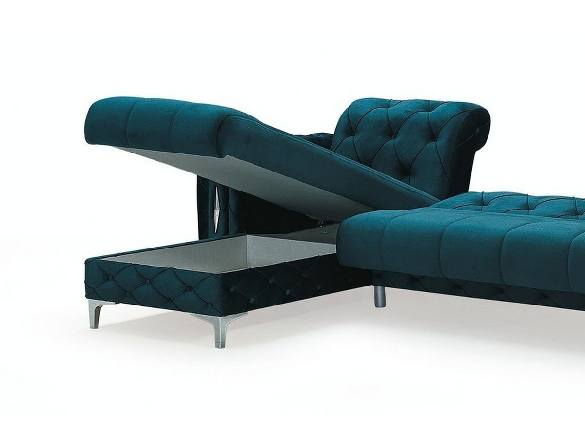 ECKSCHLAFSOFA Patna Grün Relax - Langer Schenkel Rechts - Grün, Holzwerkstoff/Kunststoff (180/310cm)