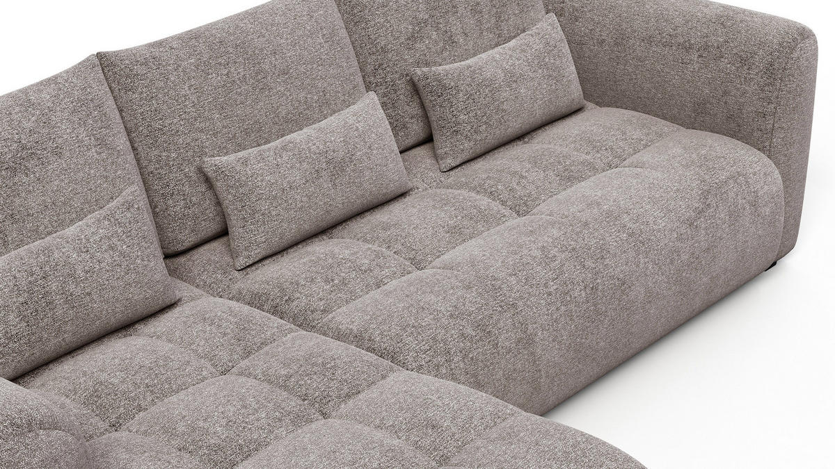 ECKSOFA SORENO 4-Sitzer, dunkelbeige - Beige/Schwarz, Holz/Textil (293/171cm) - Courtois Laville