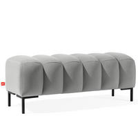 SITZHOCKER Polsterhocker PECCO, Veloursstoff - Hellgrau/Schwarz, Holz/Textil (120/50/50cm) - KONSIMO®